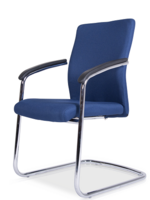 Vergaderstoel sledemodel met armleggers, stof - BLAUW Vergaderstoel sledemodel met armleggers, stof - BLAUW