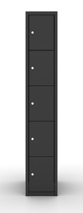 Square locker, 30cm breed, 1 koloms, 5-deurs darkline Square locker, 30cm breed, 1 koloms, 5-deurs darkline