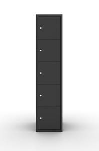 Square locker, 40cm breed, 1 koloms, 5-deurs darkline Square locker, 40cm breed, 1 koloms, 5-deurs darkline