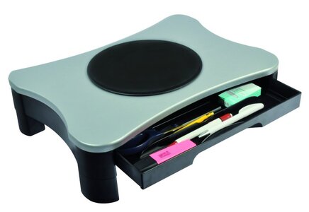 Monitorsteun met draaiplateau en lade