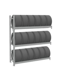 Longspan bandenstelling aanbouwvak 2100Hx500Dx1800L; 3 niveaus