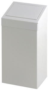 Metalen afvalbak pushklep 50 liter wit