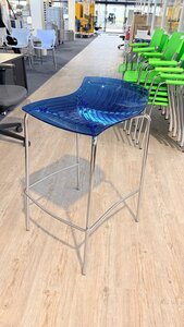 Barkruk blauw chroom set van 6 stuks