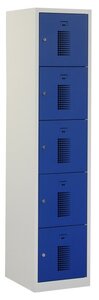 Square locker, 40cm breed, 1-koloms, 5-deurs.