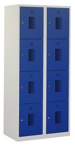 Square locker, 80cm breed, 2-koloms, 8-deurs.