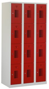 Square locker, 90cm breed, 3-koloms, 12-deurs.